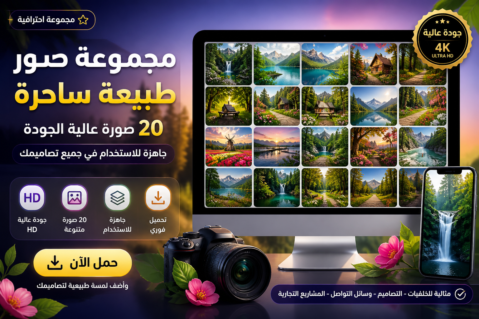 مجموعة صور طبيعة ساحرة HD 🌿 | جاهزة للتصميم والتحميل