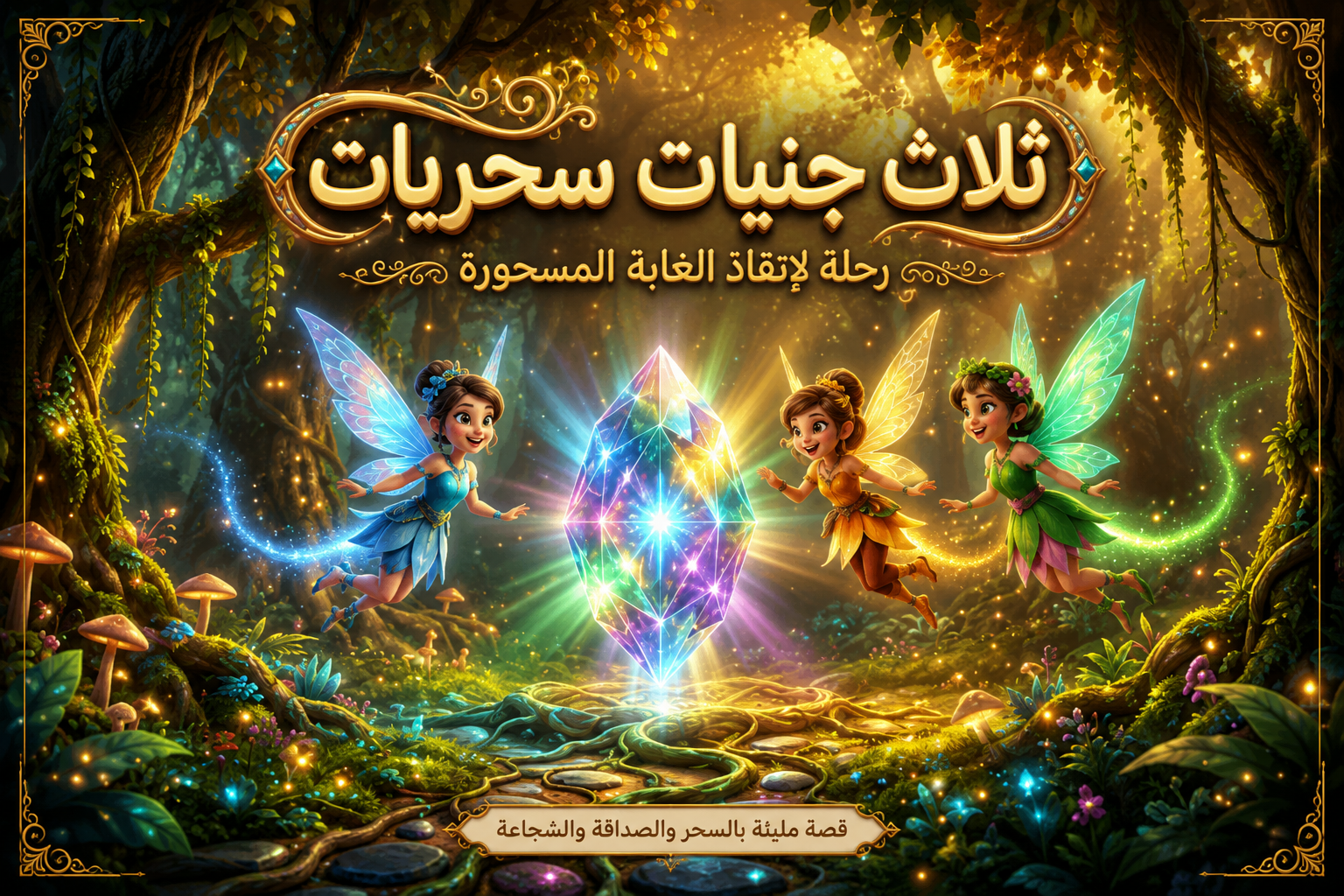 ✨ ثلاث جنيات سحريات – رحلة إنقاذ الغابة المسحورة